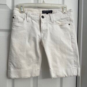 Woolrich John Rich and Bros Women White  Denim Bermuda Shorts Cuffed  Size 26